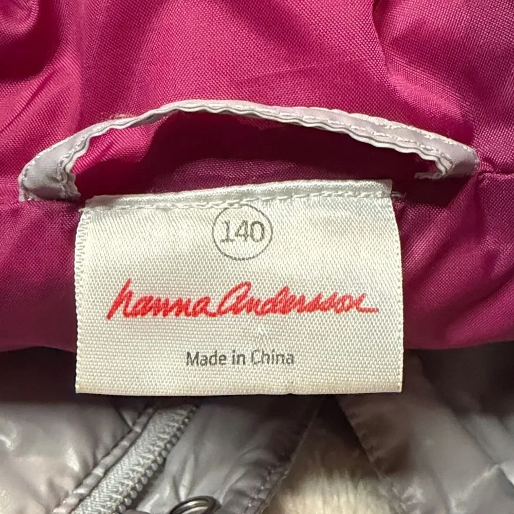 Hanna Andersson Girls Down Feather Filled Winter Jacket Coat Hood Grey Size 10